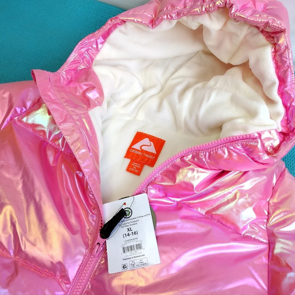NWT Ozark Trail Girls Winter Puffer Jacket Fleece Lined XL (14-16)